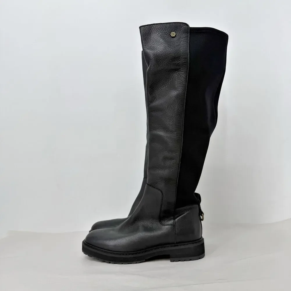 COLE HAAN Womens Greenwich Knee High Boots 6.5 M Black Leather Waterproof NWOB